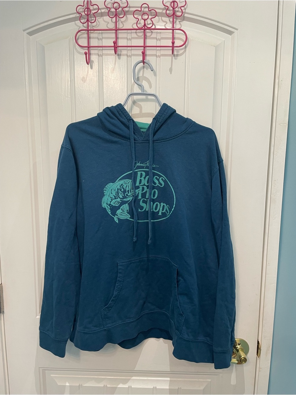 Bass Pro Shops Teal Hooded Zip Sweatshirt with Mint Logo